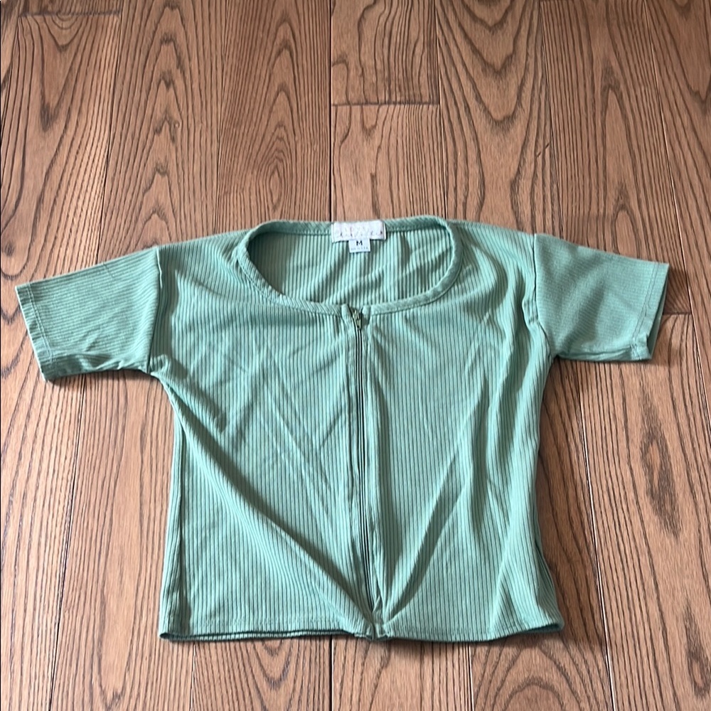 Love Charlotte Ribbed Green Top